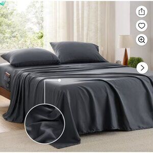 Bed Sheets,4 Pieces Polyester Microfiber Bed Sheet Set,Dark Gray